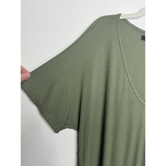 Michael Lauren Medium Revolve Ribbed Oversized Shirt Olive Green V-Neck NWT - Picture 3 of 9